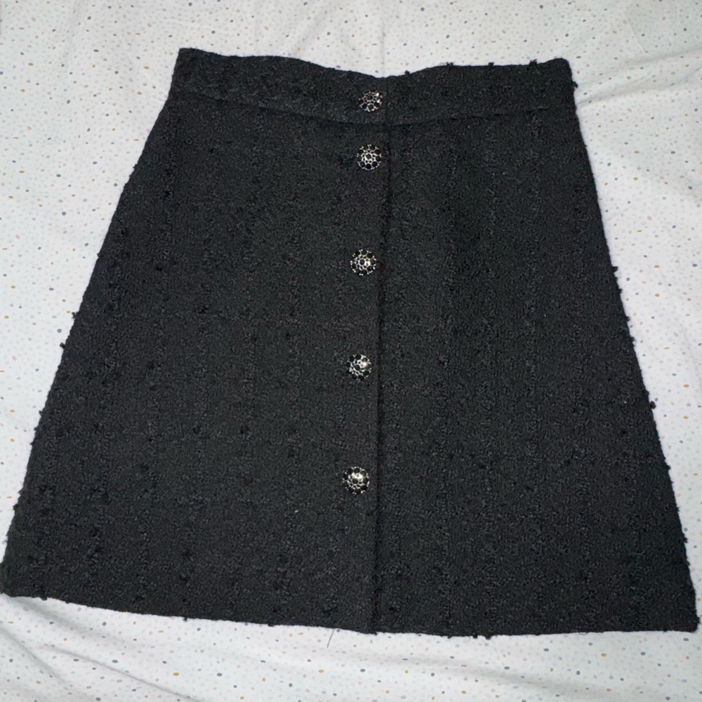 H&M Black Textured A-Line Skirt